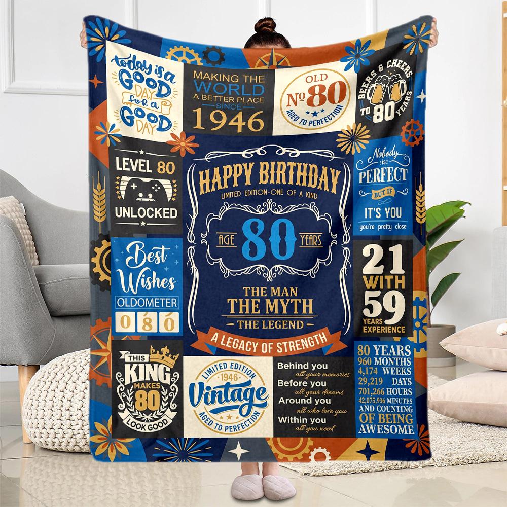 Celebrating 80 Years Of Excellence Flannel Blanket-Soft and Suitable for Sofas,Beds,Offices,Travel,All Seasons,Great Gift for Holidays and Birthdays.
