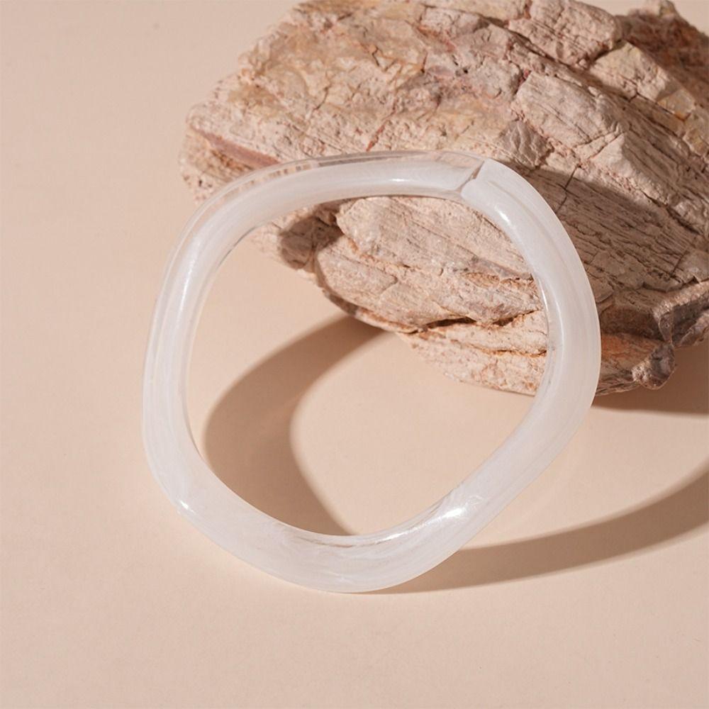 Vintage Jelly Color Wide Bracelet Minority Design Geometric Irregular Bangle  Party