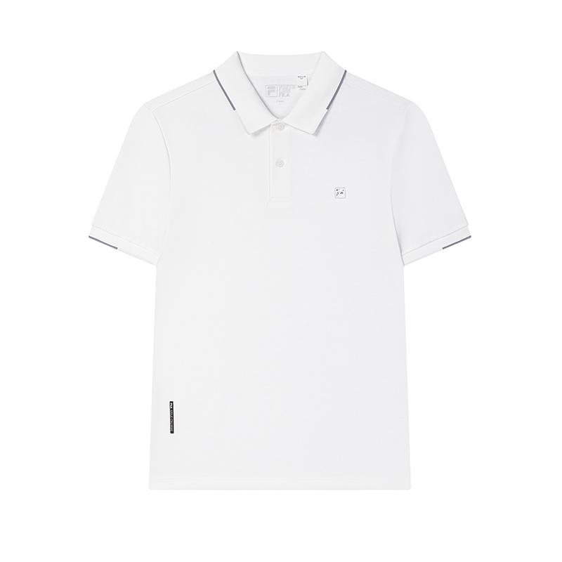 Fila White Fashion Versatile Casual Simple Comfortable Knitted Short Sleeve Polo Shirt Men Polo Shirts F11M523108F-WT