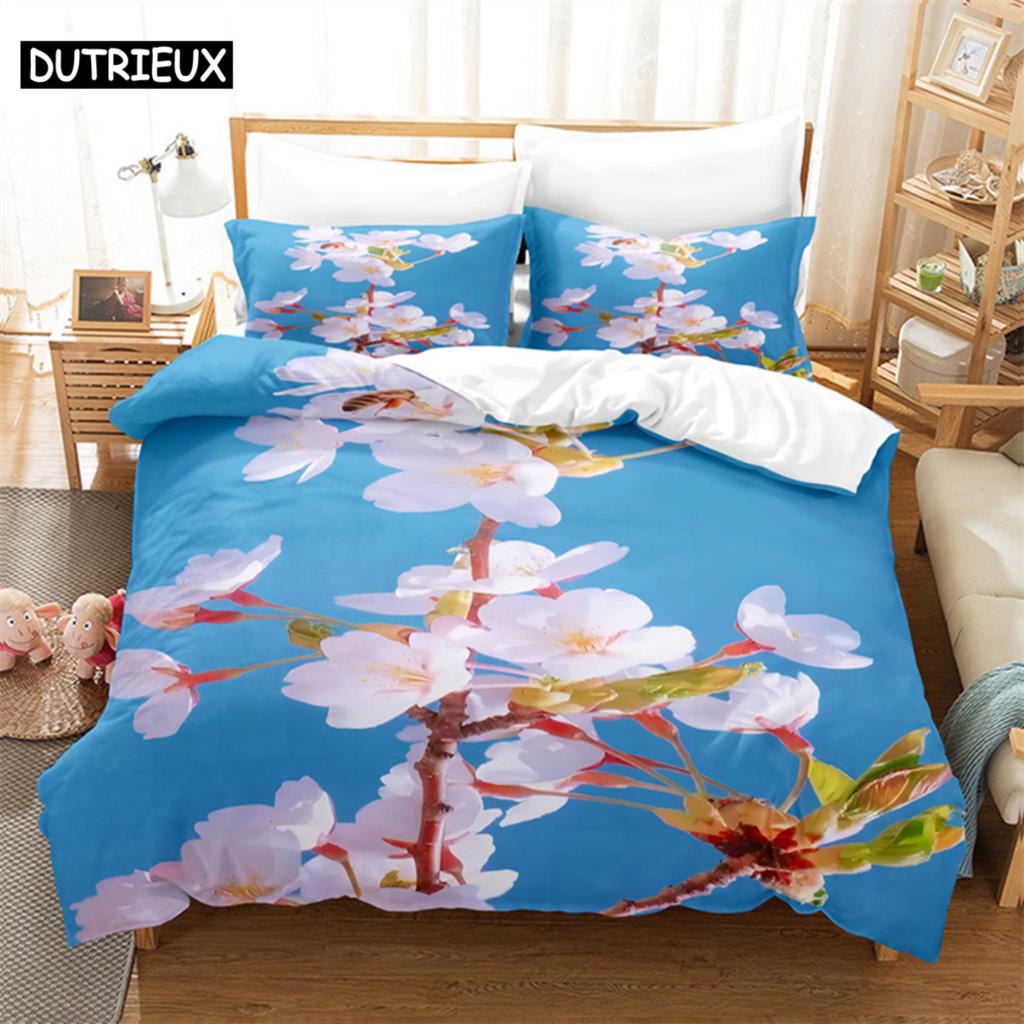 

Комплект постельного белья с цветами и растениями, комплект постельного белья с 3D-печатью, комплект постельного белья размера «queen size», модный дизайн EU single(135x200cm)&set