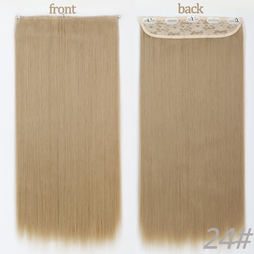 MERISIHAIR Women Fashion Long Straight Synthetic Fiber Hair Extensions 5 Clips Invisible Hairpiece for Daily Wear
