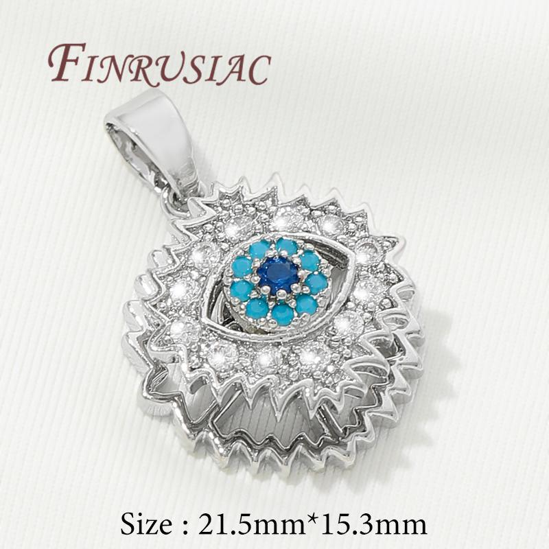 Accessoires de Collier DIY Plaqué Or Véritable 18K Pendentifs Œil Maléfique en Zircon Bleu Breloques Pour Fournitures de Fabrication de Bijoux Pendentif Fleurs