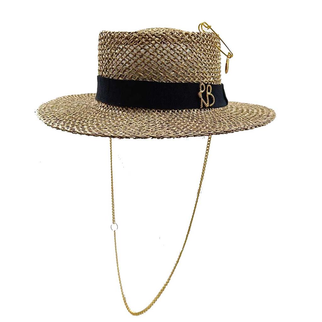 Kedja sommar halmhatt dam utomhus semester solskydd strand solhatt Panama halmhatt chapeau homme