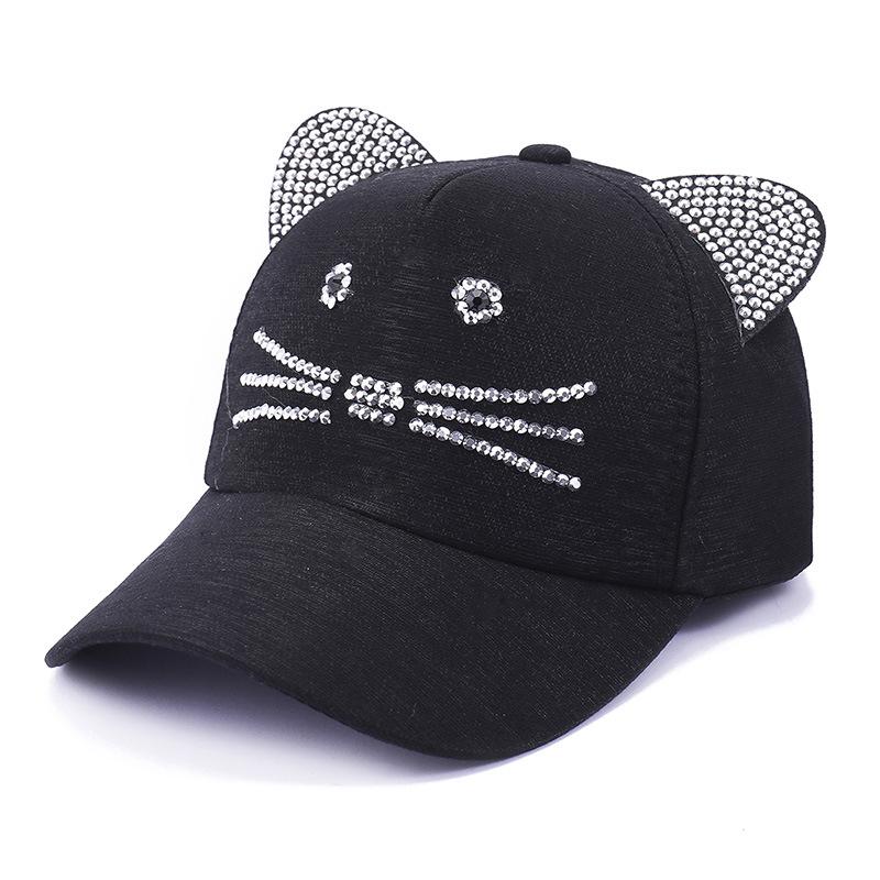 

Cat Ear Baseball Cap Women s Summer Trendy Korean Street Style Casual Sunscreen Hip Hop Snapback in Black/White чорний