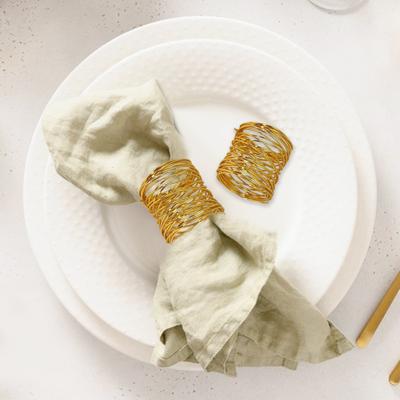 Skręcane pierścienie na serwetki z drutu, uchwyty na serwetki z siatki drucianej, złote metalowe pierścienie na serwetki, akcesoria na stół jadalny na przyjęcie, wesele, spotkania świąteczne