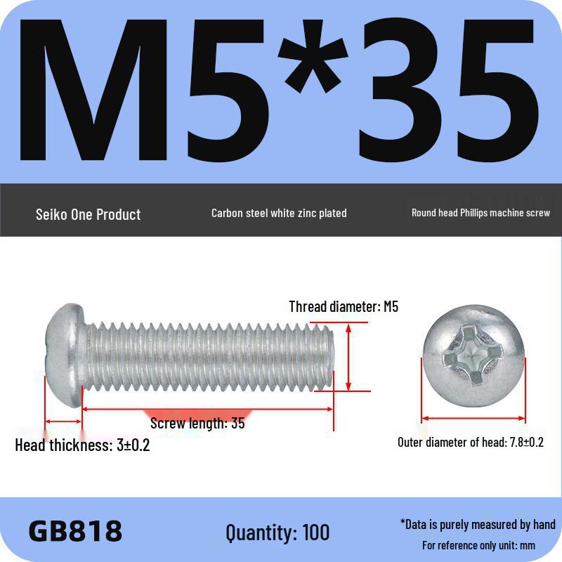 4.8 Grade Galvanized Phillips Round Head Screw (M2-M8)