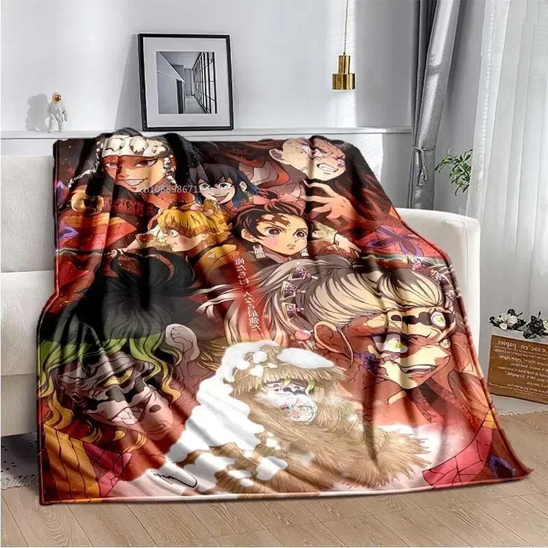 Anime Demon Slayer Kimetsu no Yaiba Fleece Blanket Nezuko Kamado Tanjiro Kamado Soft Bedding Bedspread Sofa Warming Cover