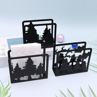 Suporte de Guardanapo de Natal em Aço Inoxidável Dispenser de Lenços para Decoração de Mesa de Cozinha Doméstica Organizador de Mesa