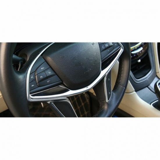 Fit For Cadillac CT6 2016- Chrome Steel Steering Wheel Frame Cover Trim 1PCS