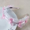 Women Mesh Ruffles Lace Headdress Lovely Ribbon Bowknot Headband Maid Anime Cosplay Gothic Novelty Hair Hoop Props
