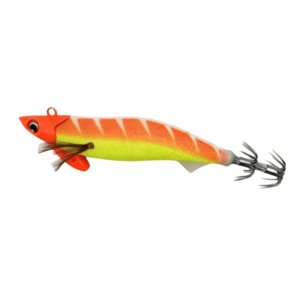 11.1cm Luminous Squid Jig Lure, Fast Sinking Wood Shrimp Artificial Bait with Squid Hooks for Sea Fishing Accessories