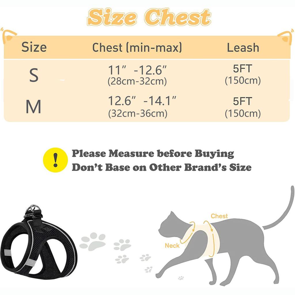 Cat Harness and Leash for Walking Escape Proof, Adjustable Kitten Vest Harness Reflective Soft Mesh Puppy Harness for Outdoor, C