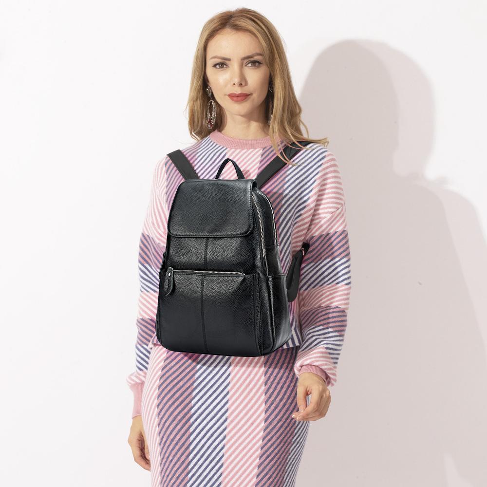 Zency Fashion Soft Genuine Leather Large Women Backpack Quality A+ Ladies Travel Knapsack Schoolbag