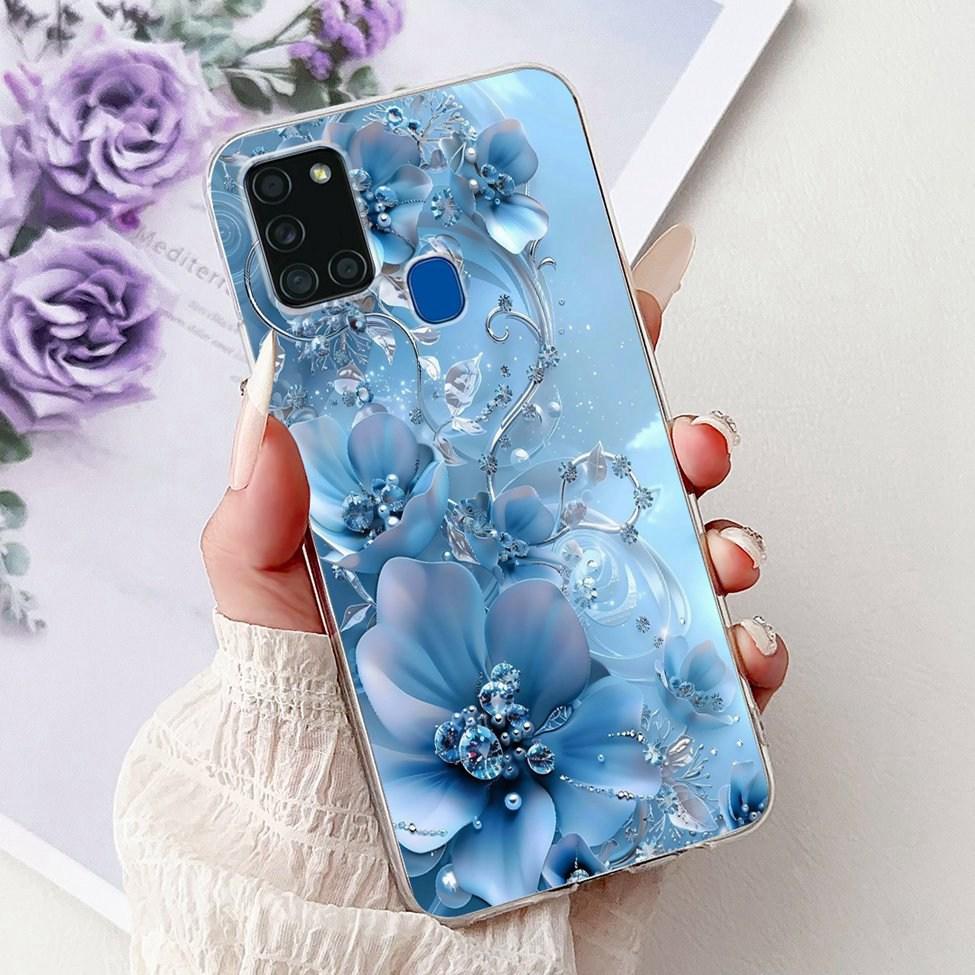 For Samsung A21s Case Cover Clear Fashion Luxury Cute Painted Back Cover For Samsung Galaxy A21s Phone Case A217F A217M A217N