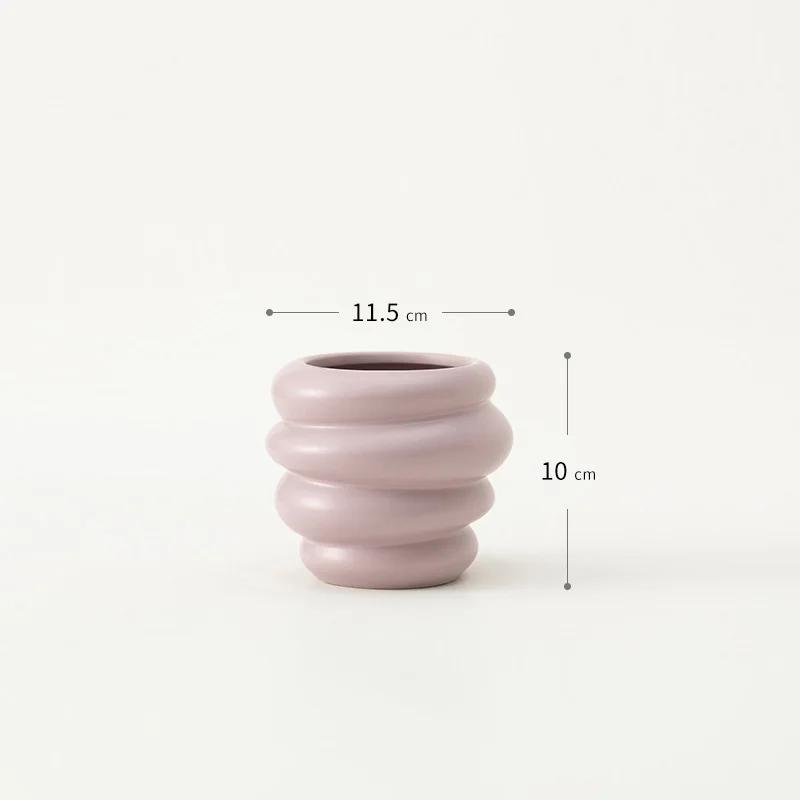 

Modern Matte Glaze Stacking Modeling High Temperature Ceramic Flower Pot Cream Wind Storage Vanity Pen Bucket, Potted Decoration