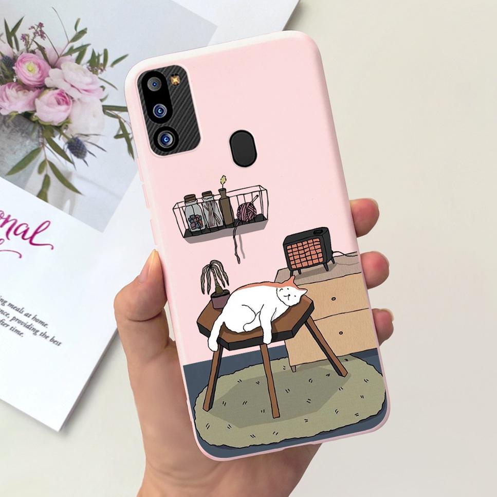 For Samsung Galaxy M21 2021 Case Cute Cat Fashion Girl Soft Silicone Cover For Samsung M21 2021 SM-M215G Bumper Phone Case Funda
