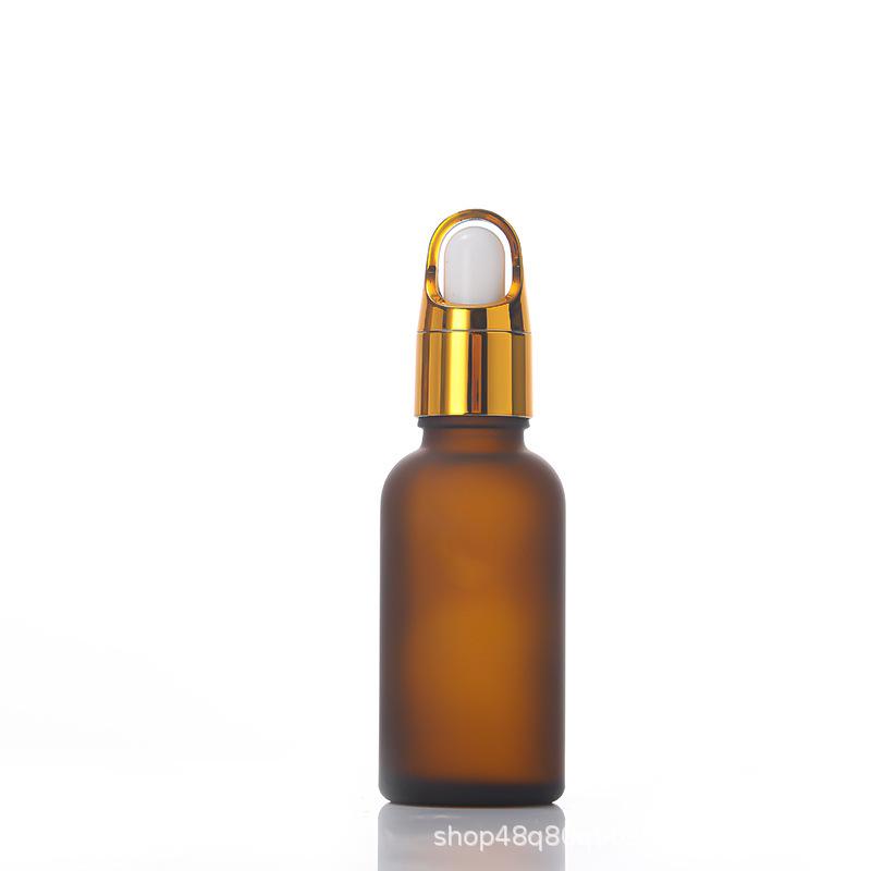 Flacon compte-gouttes en verre ambré dépoli pour huiles essentielles, cosmétiques ou échantillons de voyage