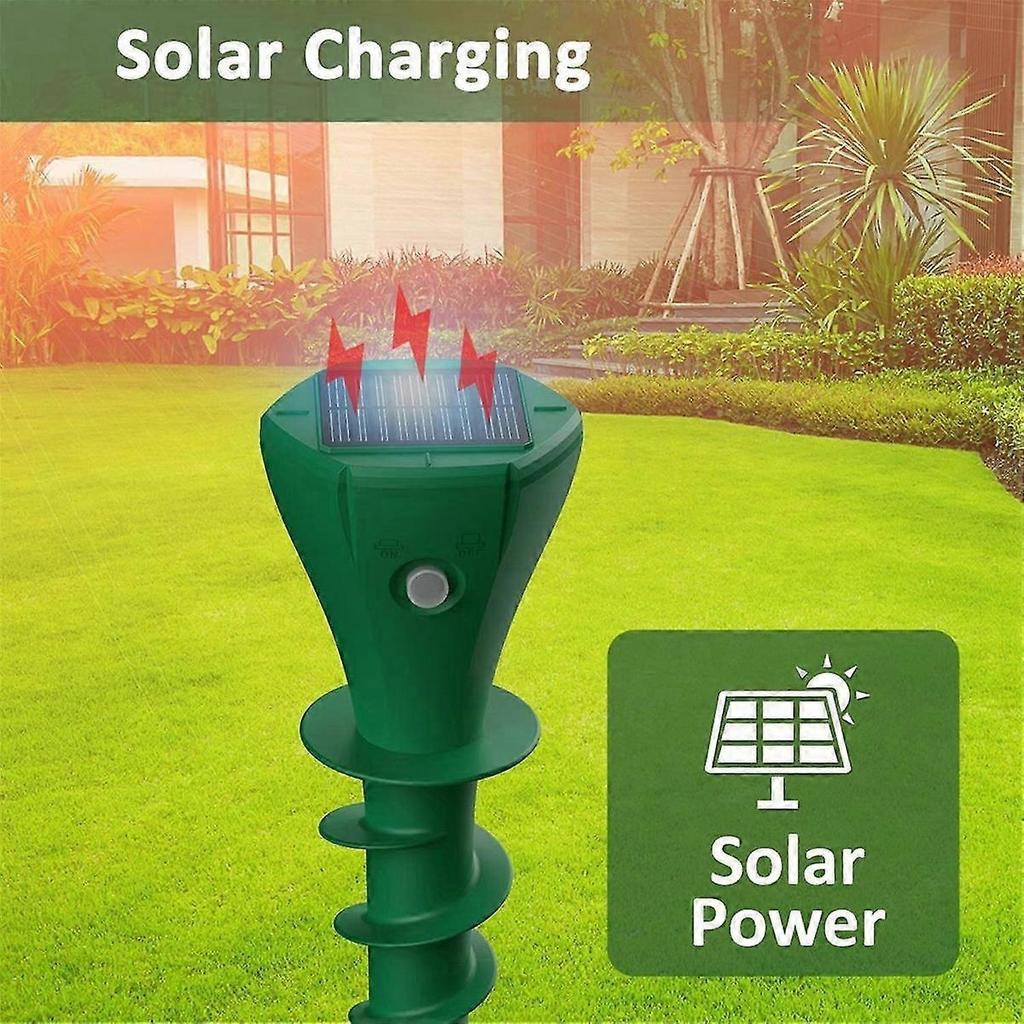 Solar Mole Repellent Ultrasonic, IP65 Waterproof Mole Solar Repellent for Lawns, Rat, Squirrel, Deer, Skunk, Rabbit