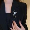 Black White Cat Brooches Enamel Scarf Adjuster Fashion Clothing Fixing Pins  For Men Women