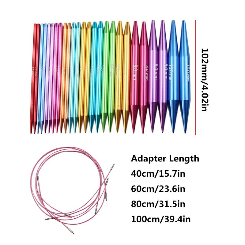1Set Circular Knitting Needles Set Interchangeable Knitting Needles Removable Aluminium Crochet Needles Sewing Weaving Tool