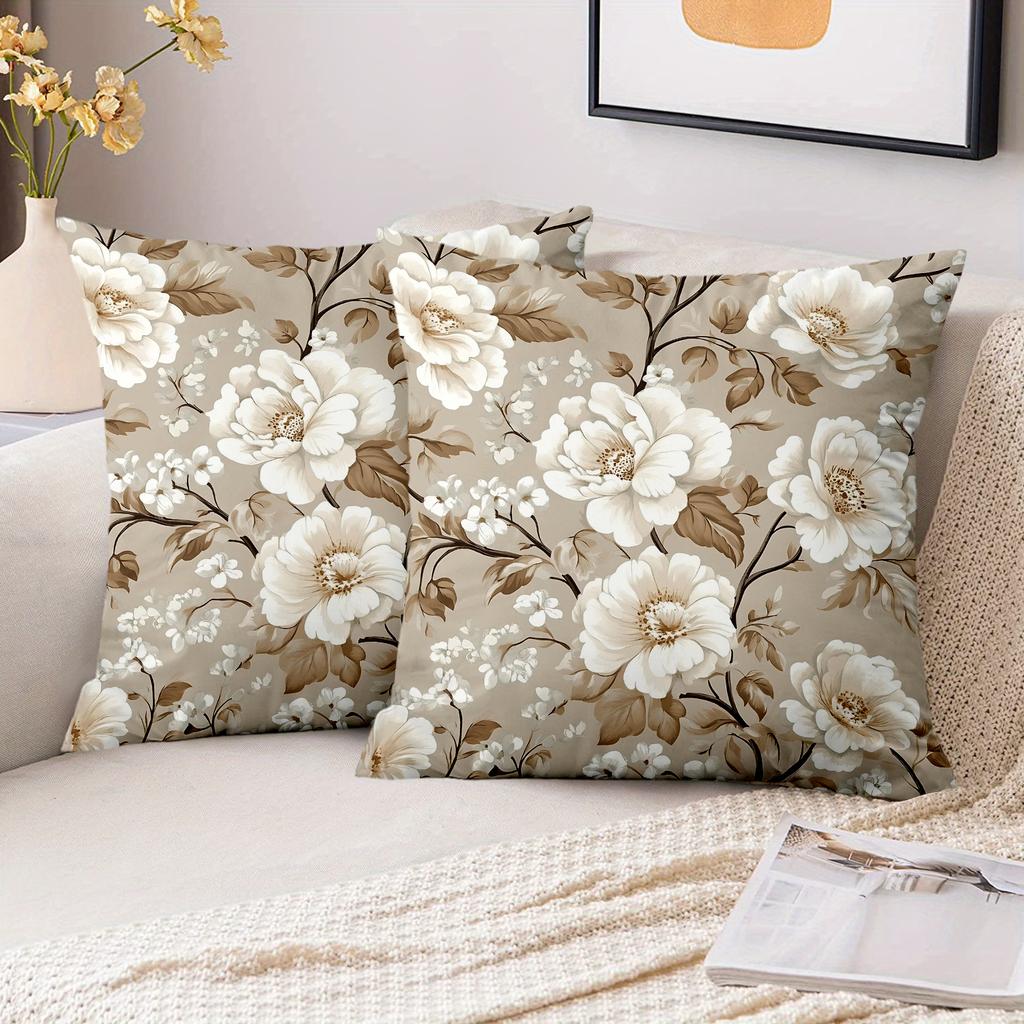 1 Pieces Beige Floral Patterned Throw Pillow Cushions Polyester pillowcase, sofa decorative cushion cov Headboard Pillow