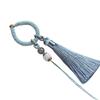 Two-Color Braided Keychain with Jade Buckle and Tassel
