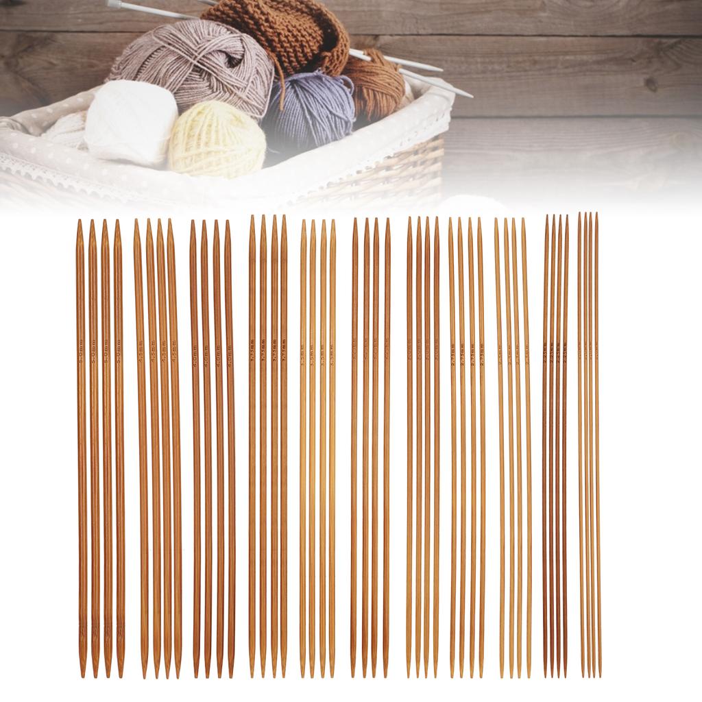 44Pcs Knitting Needle Carbonized Bamboo Double Pointed Household Clothing Making Supplies