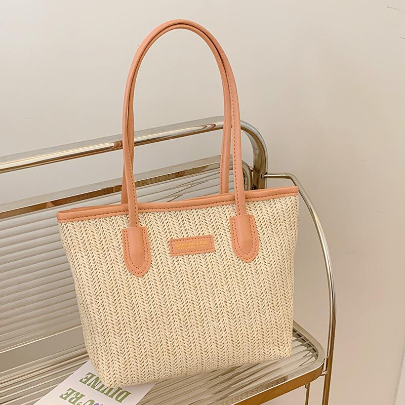 Woven Fashion Splicing Handbag Spring Versatile Shoulder Underarm Bag Tote Bag Women