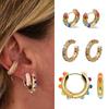 Women Cubic Zircon Rainbow Earrings Cubic Zirconia Ear Cuff Set Female Stylish Fashionable Gold Tone Huggie Clip On Earrings Earcuff Crystal Stone
