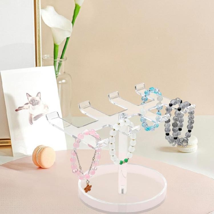 Acrylic Bracelet Rack With Art Inspired Base Space Efficient Jewelry Display for Shops and Personalize Use