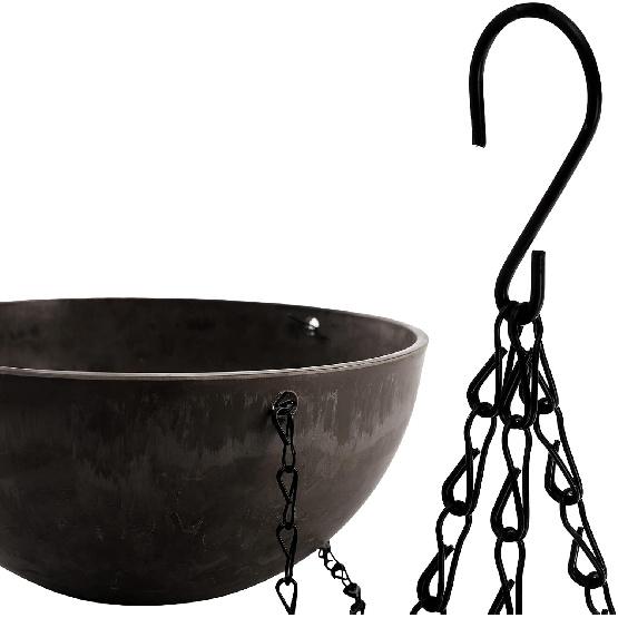 DEAYOU 2 Pack Resin Hanging Planters for Indoor Plants, 10" Hanging Flower Pots with Drainage Holes, Hanging Baskets with Chain and Hook for Garden,