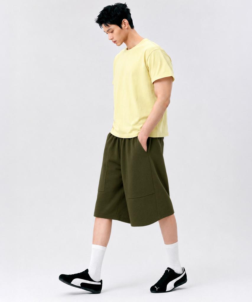 UNDEROFF Low-Cut Out-Pocket Bermuda Pants Khaki