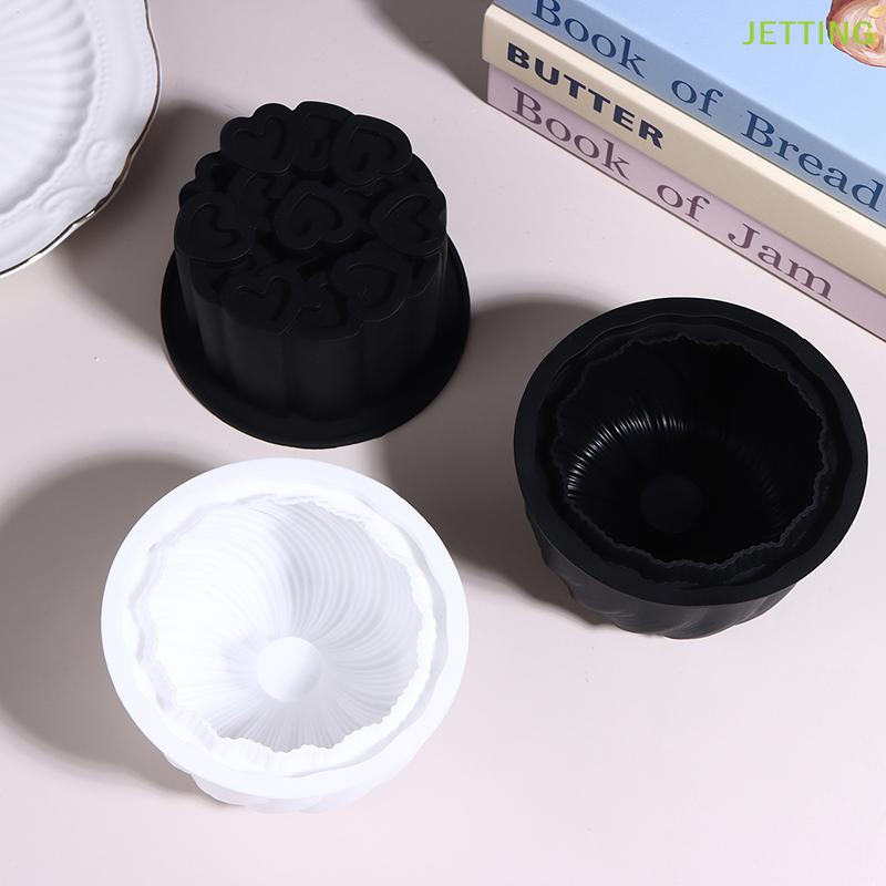 4 Inch Round Rotating Heart Flower Basket Coil Texture Design French Mousse Cake Mould Silicone Cake Mold Kitchen