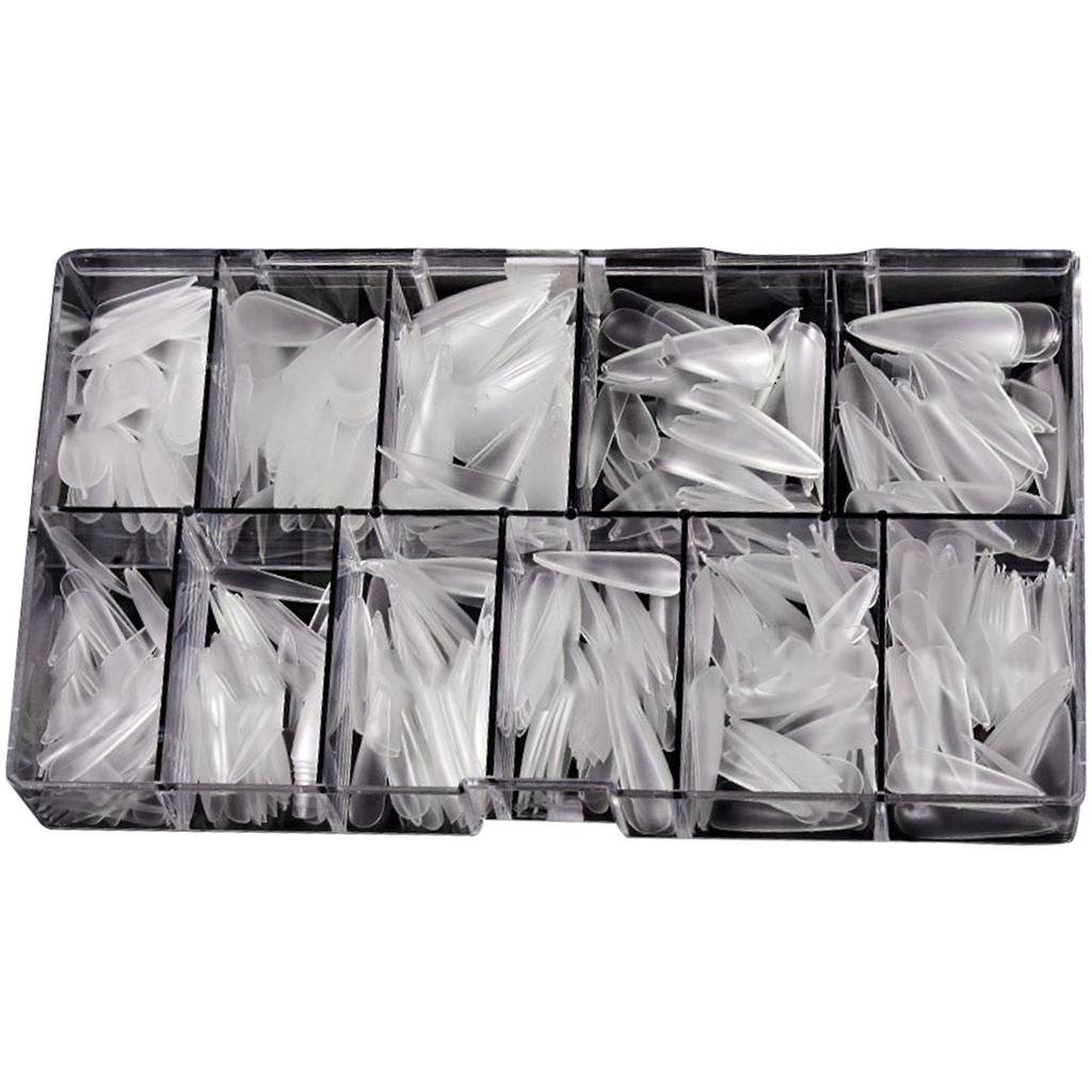 Long Fake Nails Clear Acrylic Nail Tips Almond/Stiletto Shaped False Nails 500pcs Full Cover Artificial Nails with Case