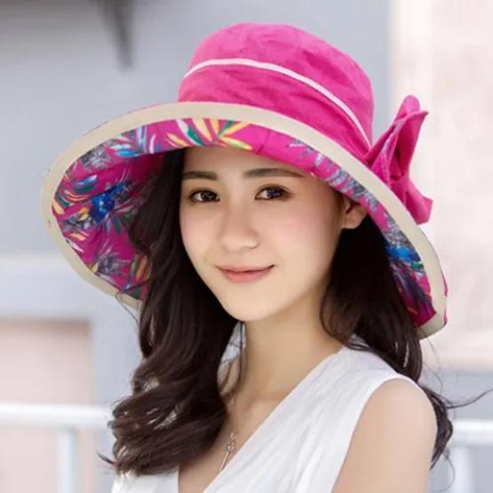 

WTEMPO Женские двухсторонние шляпы-ведра, летние солнцезащитные кепки, модные однотонные складные солнцезащитные кепки-банты 54-59cm розовый