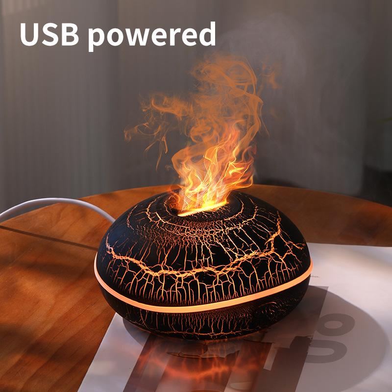 New crack simulation flame aromatherapy machine household desktop automatic fragrance diffuser colorful spray humidifier