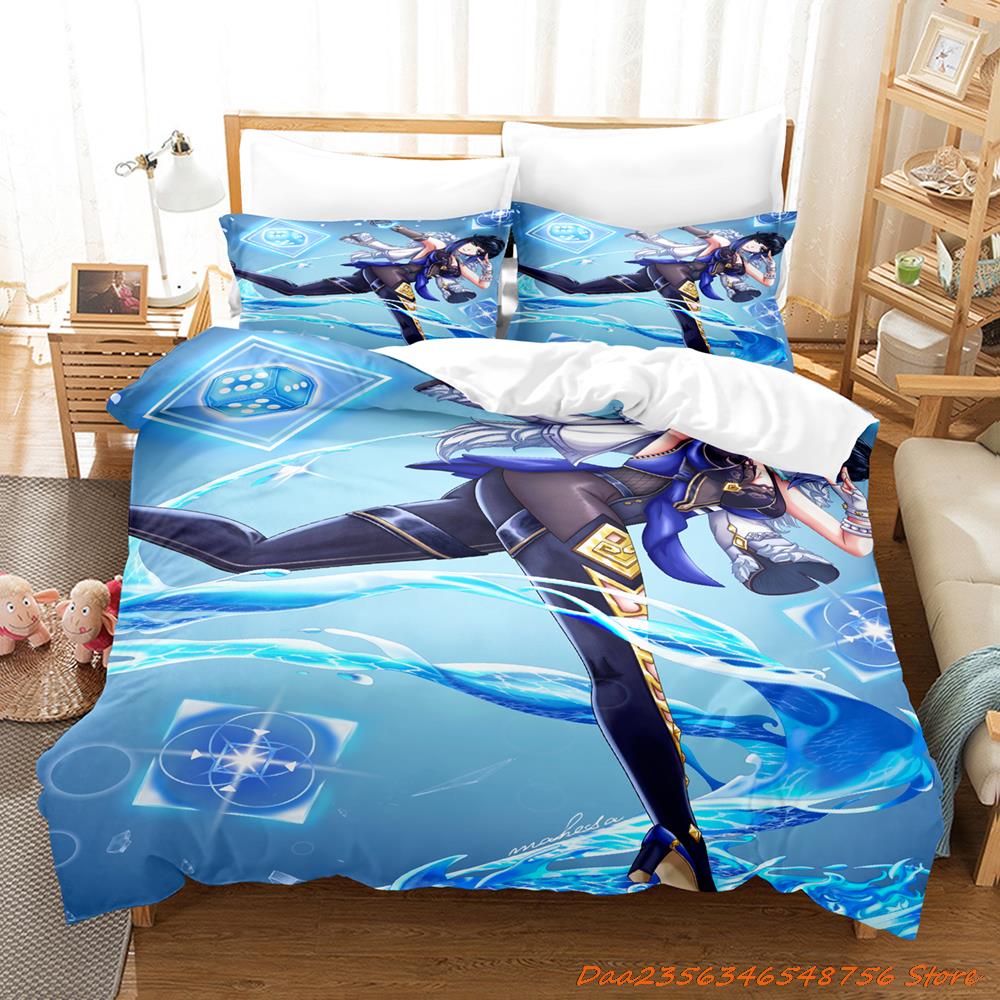 Personelity New Game Yelan Genshin Impact Bedding Set Cartoon Anime Three-piece Set Adult Kid Bedroom Duvetcover Sets 3D Ka