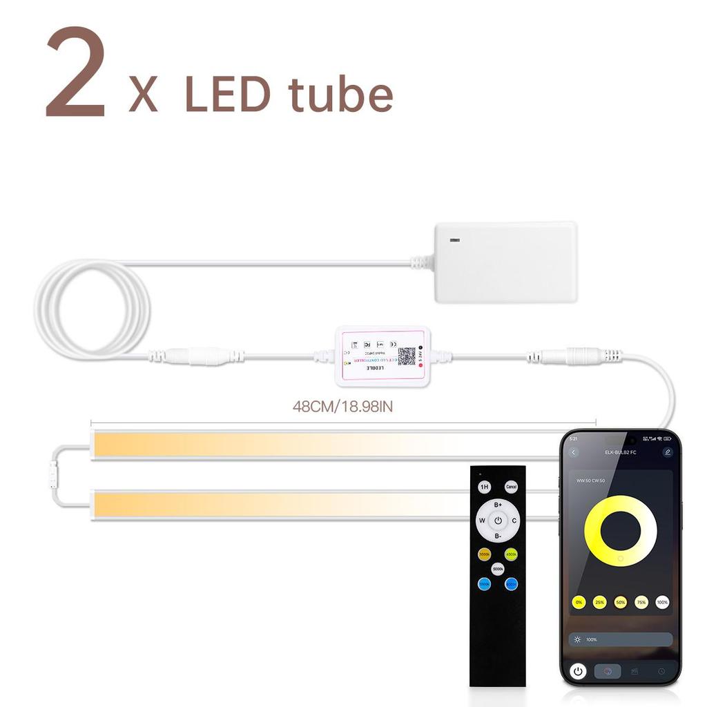 Colors Dimmable CCT LED Light Bar Strip 2700K-6500K 48CM Aluminium Tube Bluetooth APP Control For Under Cabinet Kitchen Lighting
