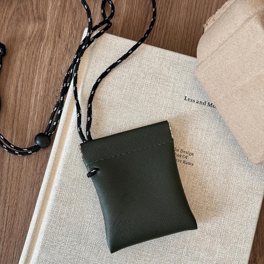 Travel Hanging Neck Coin Purse Korean Style Small Storage Bag Pu Leather Coin Purse  Streetwear