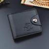 Men's Short Wallet with Magnetic Buckle, Multi-card Slots, Large Capacity, and Litchi Pattern - European & American Fashion.