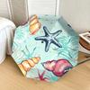 1pc Seashells, Starfish, Oceanic Pattern Umbrella with Plastic Handle,Suitable for All Seasons Home Travel Outdoor UmbrellaDD279