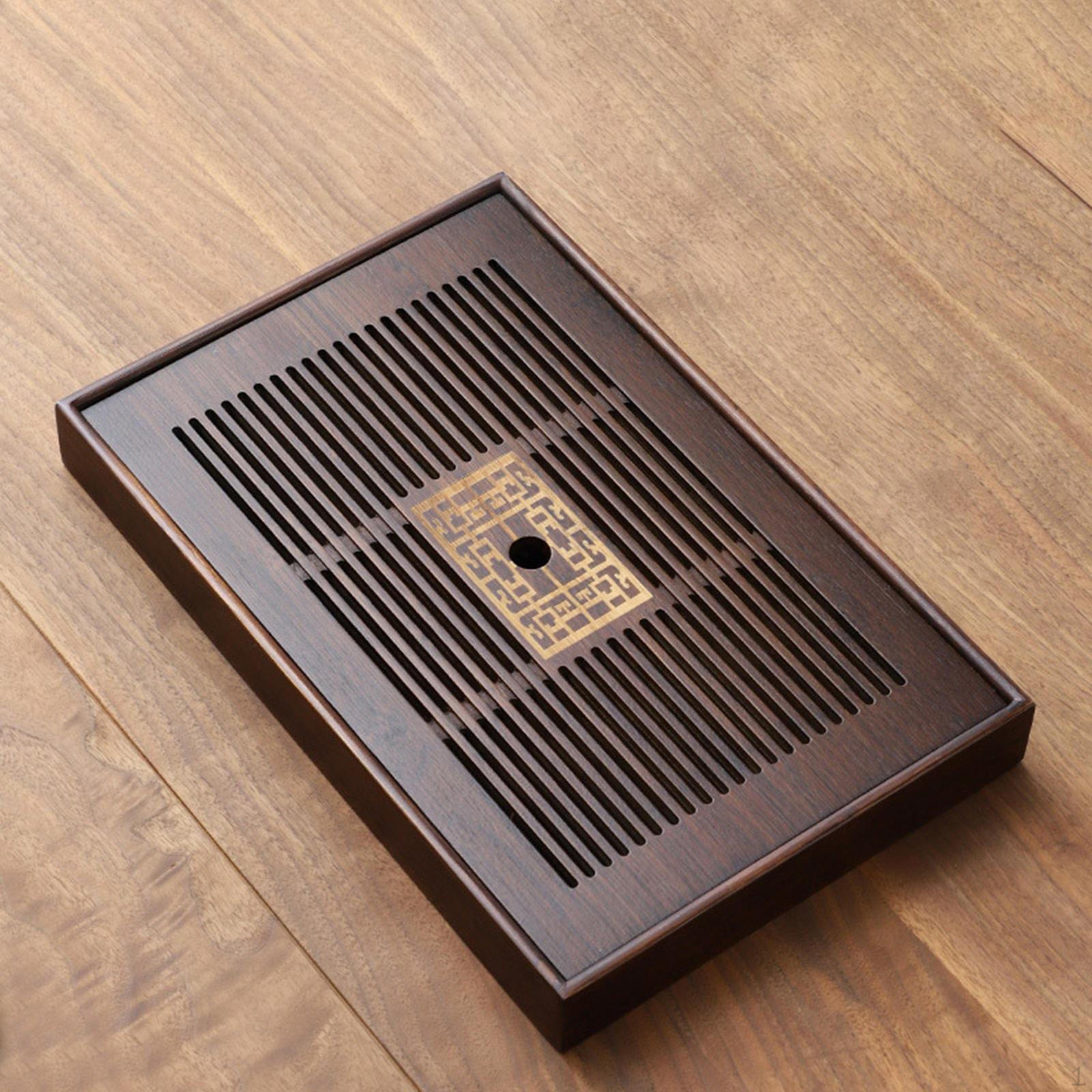 

Bamboo , Drainage Type Plate, Tea Set Accessory, Serving Tray for Room Medium