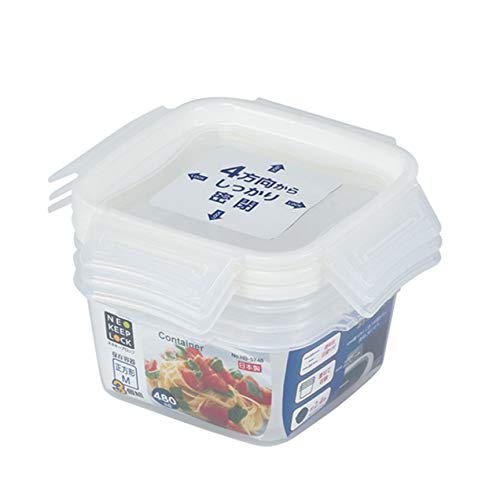 PEARL METAL Neo Keep Lock Storage Containers, Square, Medium Size, Set of 3, Dishwasher and Freezer Safe, Made In Japan, HB-5748