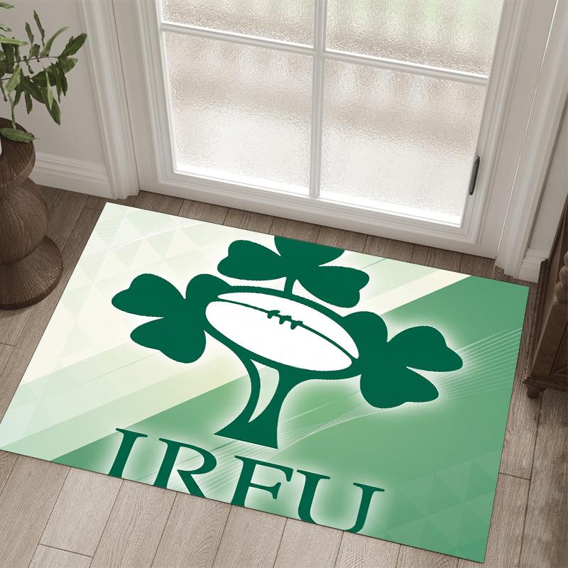 Ireland Rugby Design Crystal Velvet Carpet Cozy Non?Slip Printed Rug For Bedroom Living Room Entrance