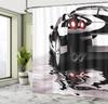 Cars Shower Curtain, Modern Dark Car Water Reflection Prestige Fast Engine Performance Lifestyle, Cloth Fabric Bathroo