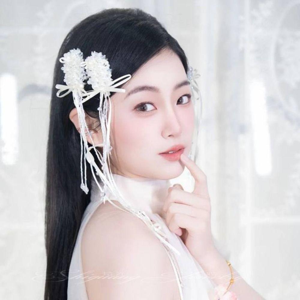 1 Pair Stylish Bridal Hair Clip Pearl Beads Wedding Headdress Fairy Bride Hairpin Bride Accessories