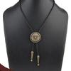 Men Bolo Tie Metal Round Flower Cowboy Hat Western Necklace Costume Accessories