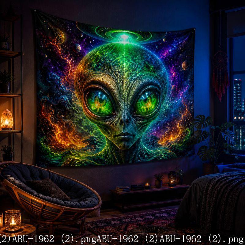 Fantasy Alien Galaxy Tapestry Wall Hanging Universe UV Glow Bedroom Gaming E-Sports Home Decor