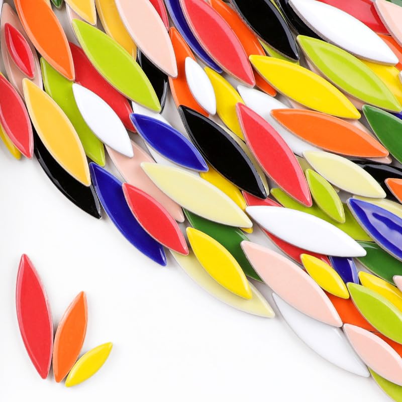 

CarAngels Керамическая мозаика DIY для интерьера, ручная работа, керамика, плитка в форме ивового листа и лепестка, украшение, поделки, 500 г, (многоцветный)