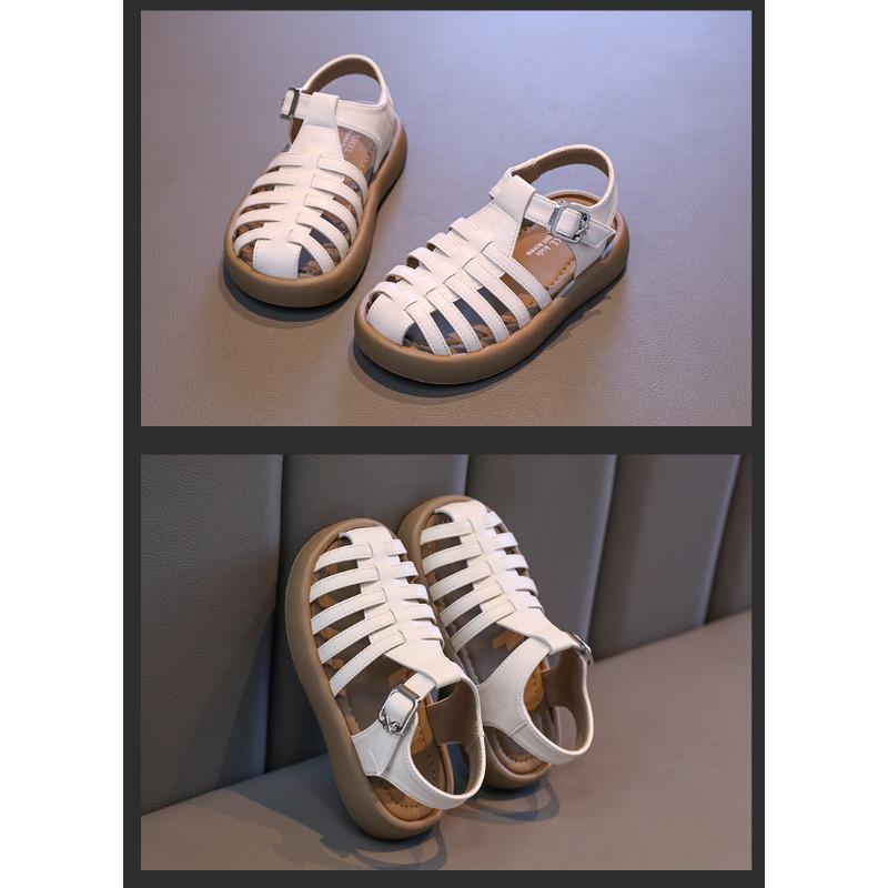Kinderschuhe, Mädchen-Prinzessinnen-Sandalen, koreanischer Stil, geschlossene Zehenpartie, weiche Sohle, römische Strandschuhe für kleine Mädchen, rutschfeste Sportsandalen.